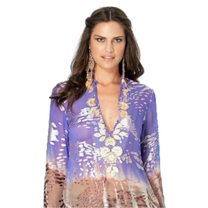 Hale Bob purple and brown silk top